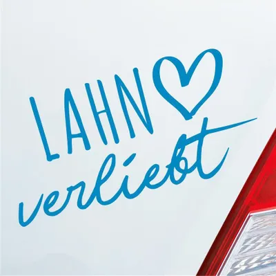 Produktbild von Auto Aufkleber Lahn verliebt Herz Stadt Heimat Liebe Car 19x10 cm Hellblau Sticker Heckscheibenaufkleber