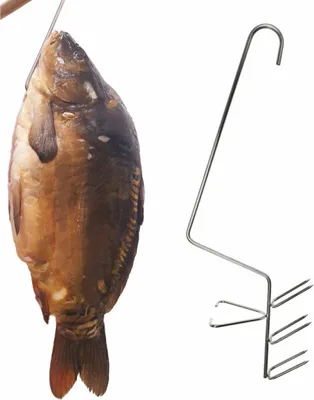 Produktbild von 5 x Haken zum Räuchern von Karpfen mit Kopf, Räucherhaken für Fleisch und Fisch