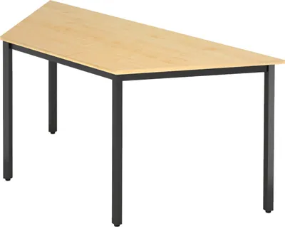 Produktbild von bümö Besprechungstisch Serie-D - Nachbildung Ahorn, Größe: Trapez: 160x69 cm, tischfuss: Vierkantrohr schwarz