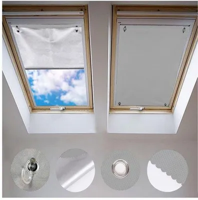 Produktbild von Verdunkelungsrollo, 32 x 76 cm - wärmeisolierend und lichtundurchlässig - ohne Bohren - ideal für Dachfenster