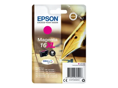 Produktbild von Epson Pen and crossword Singlepack Magenta 16XL DURABrite Ultra, High (L) Yield, Magenta, Tinte auf Pigmentbasis, 6,5 ml, 1 Stück(e), Einzelpackung