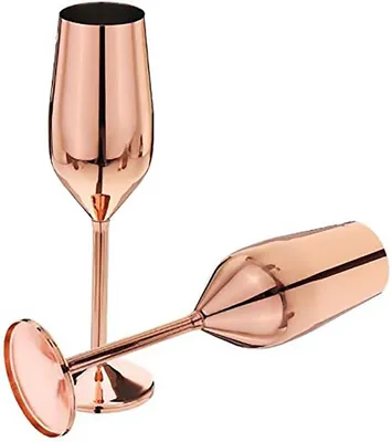 Produktbild von 2 Champagnergläser aus Edelstahl, 200 ml, bruchfest, BPA-frei, für Hochzeitsfeiern und Jubiläen, Edelstahl