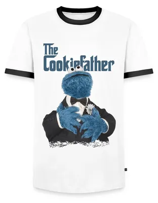 Produktbild von Spreadshirt Sesamstraße The Cookiefather Männer Kontrast T-Shirt, L, Weiß/Schwarz
