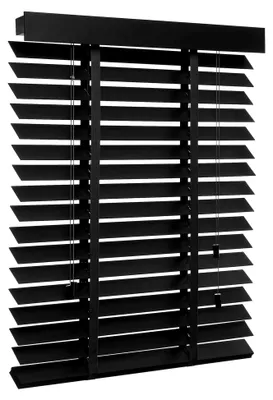 Produktbild von Holzjalousie 50mm Matt Jalousette Echtholz (140 x 180 cm, schwarz)