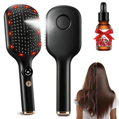Produktbild von 3-in-1 Elektrische Sprüh-Massagebürste, 118 Edelstahlzinken, 16ml Wassertank, 3 Stufen, USB-C wiederaufladbar – Kopfhautmassagebürste & Haarbürste