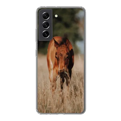 Produktbild von MuchoWow® Handyhülle Schutzhülle Hülle für Samsung Galaxy S21 FE Pferd - Sonne - Landschaft Silikon Softcase Handy Hülle - Mobiltelefonhülle