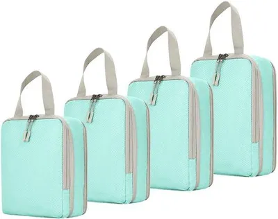 Produktbild von Reiseorganisator 4-teilig/grün Wasserfester Samendrückbarer Reisebeutel Kofferbeutel Handtas Bagage Organizer Kleidung Bagage Beutel für Reiseartikel Organisation