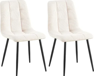 Produktbild von CLP 2er Set Esszimmerstuhl Tilde gepolstert mit Rückenlehne bis 150 kg belastbar creme Material Cord