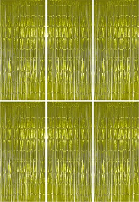 Produktbild von 6x Lametta Vorhang - gelb - 91x244 cm