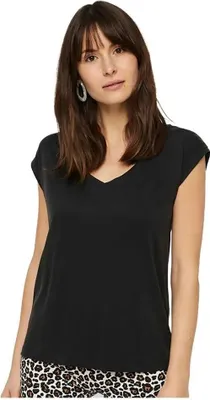 Produktbild von Pieces Kamala Kurzarm-t-shirt Mit V-ausschnitt Schwarz XS Damen Schwarz XS