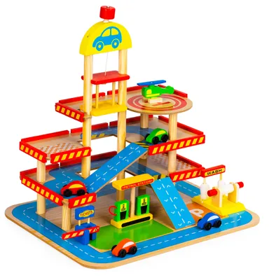 Immagine prodotto di Grande garage in legno con ascensore + auto Ecotoys