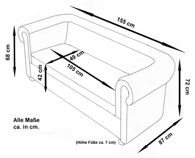 Produktbild von Edles Chesterfield Sofa 2 Sitzer in Mikrofaser Vintage braun Couch Polstersofa