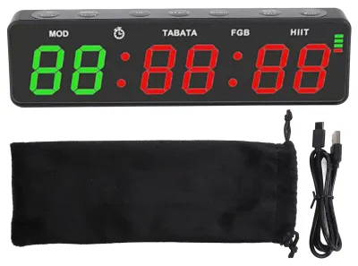 Obrázek produktu pro Přenosné magnetické hodiny s časovačem pro cvičení, nabíjecí, digitální, s funkcí stopky, vhodné pro domácí cvičení, do garáže nebo do posilovny