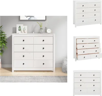 Produktbild von vidaXL Beistellschrank Weiß 100x40x90 cm Massivholz Kiefer -  Sideboards