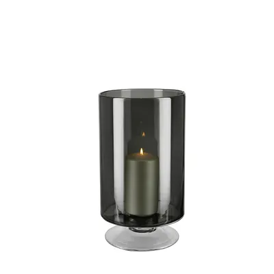 Produktbild von Fink VIANA, Windlicht, Vase, Glas, grau, klar, L. 20 cm, B. 20 cm, H. 34.5 cm, D. 20 cm 115356