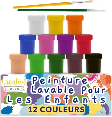 Image de Creative Deco Peinture Enfant Lavable - 12 x 20 ML - Couleurs Vibrantes