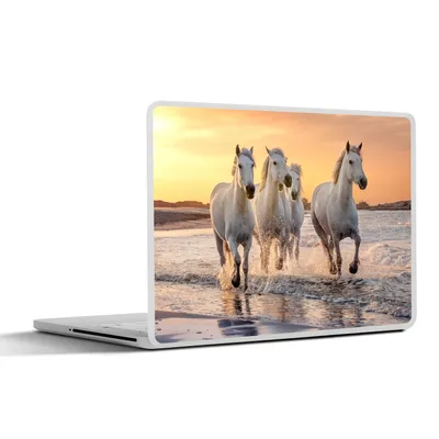 Produktbild von MuchoWow® Laptop Aufkleber Sticker Cover Pferde - Sonne - Meer - Strand - Tiere 30x21 cm - Sticker für Laptop - Selbstklebend