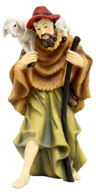 Produktbild von Figur eines Hirten für die Weihnachtskrippe, aus Polyresin gefertigt, 11 cm hoch