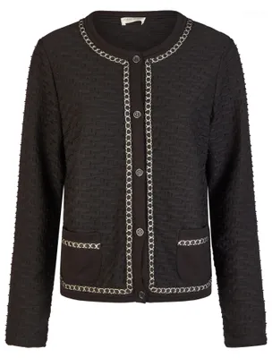 Produktbild von Barbara Lebek Damen Kurzjacke Schwarz mit Struktur und Zierborte