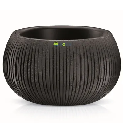 Obrázek produktu pro Květináč vlnitý vzor Imitace betonu 37x22cm antracitová plantážník s vložkou
