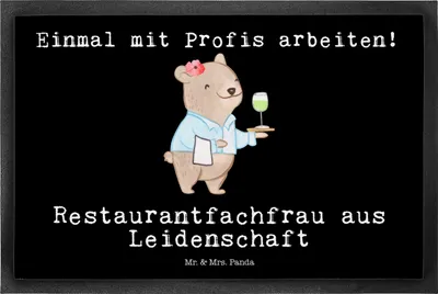 Produktbild von Mr. & Mrs. Panda Schmutzmatte Restaurantfachfrau Leidenschaft 50 x 75 cm - Schwarz - Geschenk, Spruch, fußmatte, Schmutzfangmatte, Fussmatte, Schmutzfangteppich, Lustig