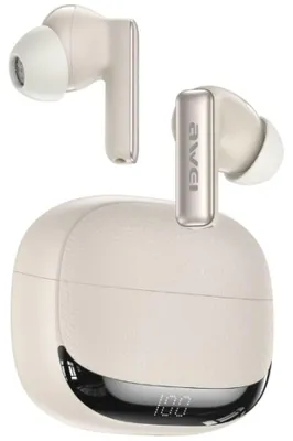 Zdjęcie produktu dla Słuchawki bezprzewodowe AWEI TA19 ANC Bluetooth 6.0 TWS + stacja dokująca beżowy