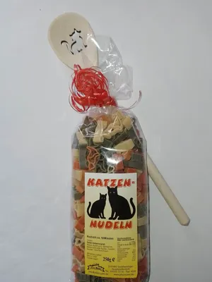 Produktbild von Motivnudeln mit Kochlöffel: Katzen, 250g Nudeln + Löffel, Holzlöffel, Katze, Tiere, Geschenkidee