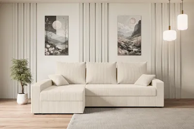 Produktbild von ALTDECOR Ecksofa mit Schlaffunktion und Bettkasten Corner Sofa Bett Eckcouch Couch L-Form Schlafcouch Ausziehbar Wohnlandschaft Schlafsofa Cauchsofa ALESIA-L -231x140x90 cm Beige