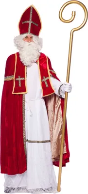 Produktbild von Luxus Santa Claus Kostüm - Komplettes Nikolauskostüm mit Zubehör - Gr. M/L - 10 teilig