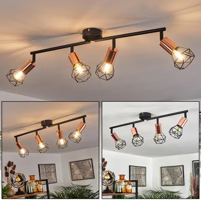 Produktbild von Borio »Borio« 4-flammige Deckenlampe aus Metall in Schwarz/Kupferfarben