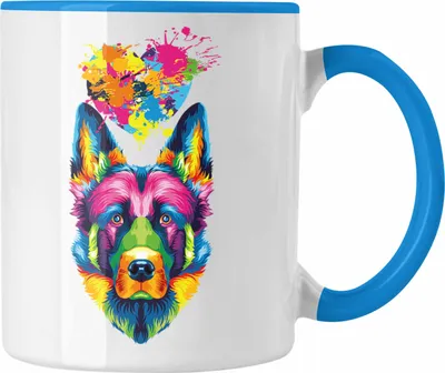 Produktbild von Trendation - Schäferhund Herz Farbe Besitzer Tasse Geschenk Lustiger Spruch Geschenkidee Schäferhund Liebhaber (Blau)