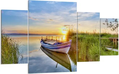 Produktbild von Bild auf Leinwand - Leinwandbild - See Boot Wasser - 160x90cm - Wand Bild - Wanddeko - Wandbilder - Leinwanddruck - Bilder - Kunstdruck - Wanddekoration - Leinwand bilder - Wandkunst - DL160x90-3950