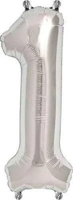Image de Ballon en plastique 1 argent, réutilisable et avec valve à fermeture automatique