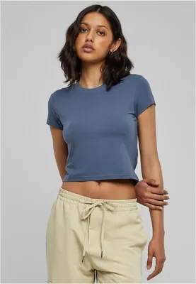 Obrázek produktu pro Dámské tričko Urban Classics Ladies Stretch Jersey Cropped Tee vintageblue - XXL