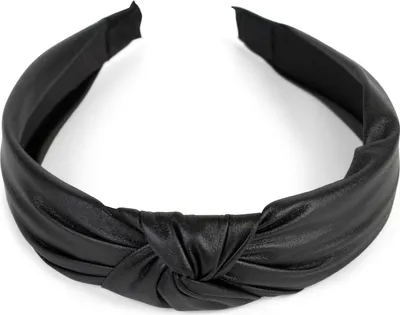 Zdjęcie produktu dla styleBREAKER – opaska do włosów dla kobiet z kokiem, imitująca sztuczną skórę | szeroka, wyściełana opaska na co dzień i na imprezę | elastyczna ozdoba do włosów w stylu retro vintage