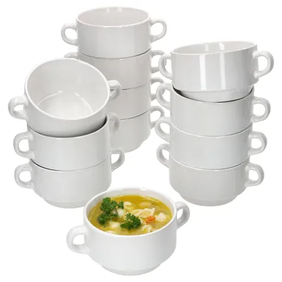 Produktbild von 12er Set Stiva Suppenschale 250ml weiß Porzellan Suppenterrine Soupbowl stapelbar