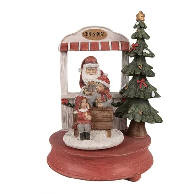 Image de Clayre & Eef Boîte à musique Père Noël 24 cm Rouge Polyrésine
