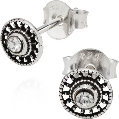 Produktbild von Paar 925 Sterling Silber Keltische Gothic Ohrstecker Raida Weißer Kristall 7045