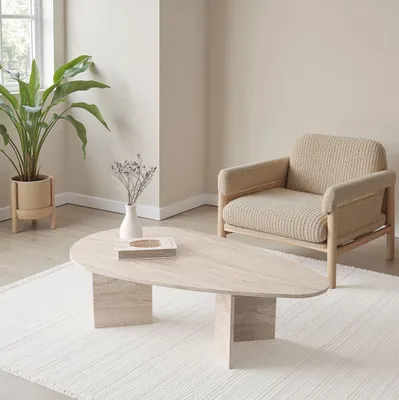 Produktbild von Skye Decor, Flap - 9542, Couchtisch, Travertin, 100% MELAMINBESCHICHTETE SPANNPLATTE, 139,5 x 79,5 x 42 cm