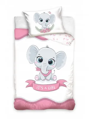 Image de Literie bébé en coton It's a Girl, Carbotex, blanc/rose