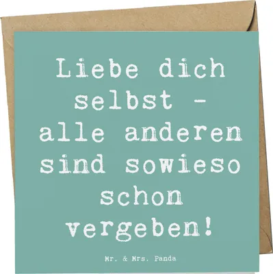 Produktbild von Mr. & Mrs. Panda Klappkarte Spruch Selbstakzeptanz Liebe - Meeresbrise - Geschenk, Motivation, Glückwunschkarte, doppelkarte, dich selbst, Grußkarte, Selbstwertschätzung