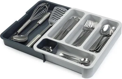 Immagine prodotto di Organizer da cucina espandibile - ampio portaposate per cassetto in grigio-verde/verde