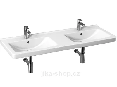 Obrázok produktu pre Cubito dvojumyvadlo 130 x 48,5 cm s otvorem pro baterii, bílé bez povrchové úpravy JIKA PERLA
