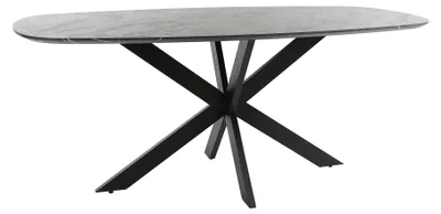 Produktbild von Villa Möbel Esstisch Onyx dänisch oval in Graphitoptik 180 x 90 cm mit Kreuzgestell