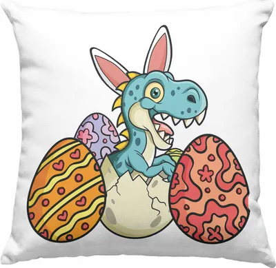 Produktbild von Trendation - Deko-Kissen mit Füllung 40x40 Ostern T-Rex Dino Ostergeschenke Kinder Jugendliche Geschenke Lustige Grafik Osterhase Ostereier (Grau)