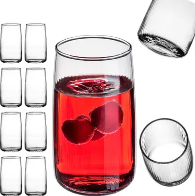 Immagine prodotto di Bicchieri da acqua KADAX 480ml, set di 8, eleganti bicchieri lunghi con struttura scanalata, bicchieri per acqua, succhi di frutta, bevande analcoliche e cocktail, bicchieri da succo di vetro, bicchieri da cocktail (Mia)