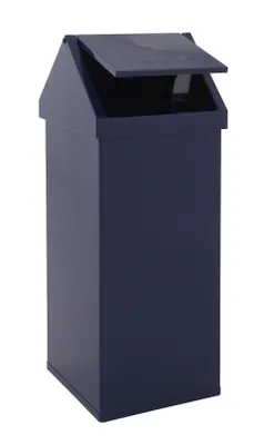Produktbild von Eckiger Aluminium Abfallbehälter Haiti mit Swingdeckel | 110 Liter, HxBxT 100x36x36cm | Blau