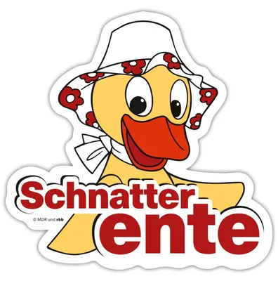 Produktbild von Spreadshirt Sandmännchen Schnatterinchen Schnatterente Sticker Aufkleber, 10 x 10 cm, Mattweiß