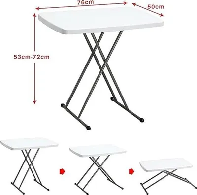 Image de Table de balcon réglable 76 x 50 x 72 cm, blanche