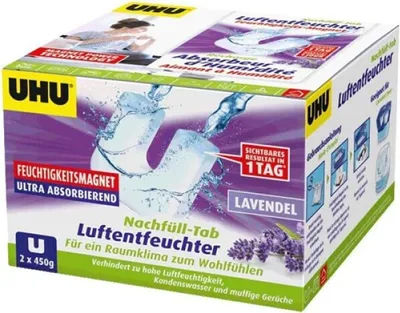 Produktbild von UHU Luftentfeuchter Feuchtigkeitsmagnet Lavendel, 2 x 450 g
